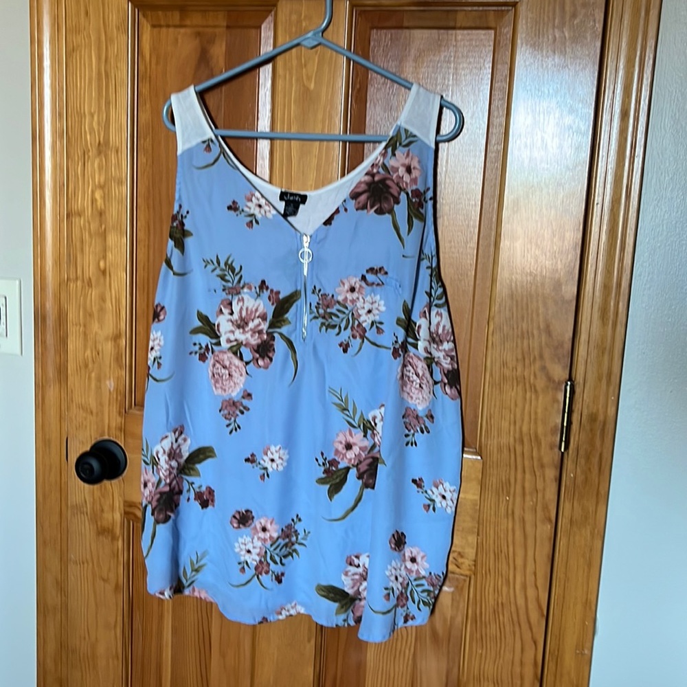 3/$12 - Flowy, flora tank with metal zipper embellishment